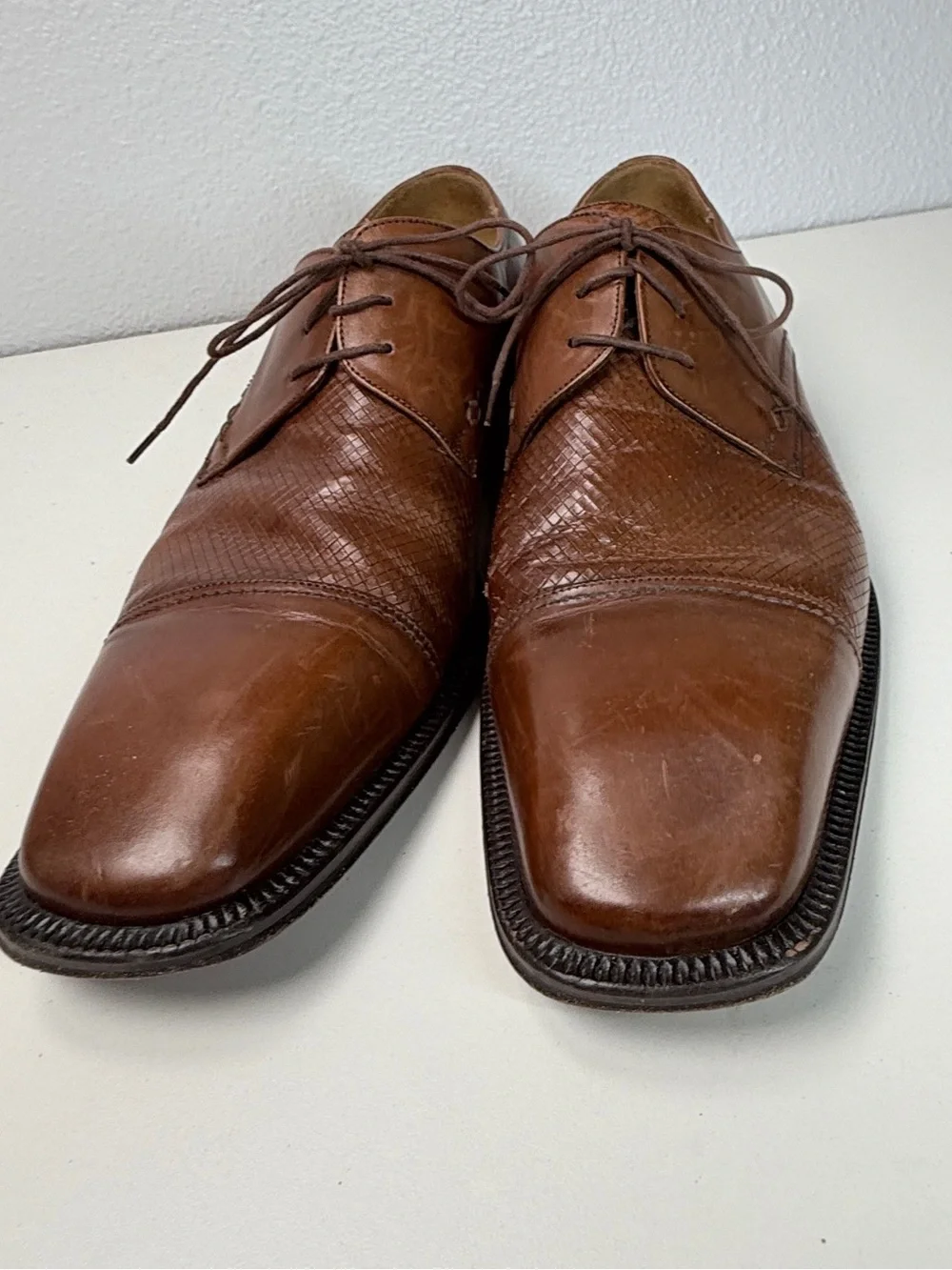 Johnston Murphy Handcrafted Spain Cap Toe Oxford Dress Shoes size 11.5 Vintage